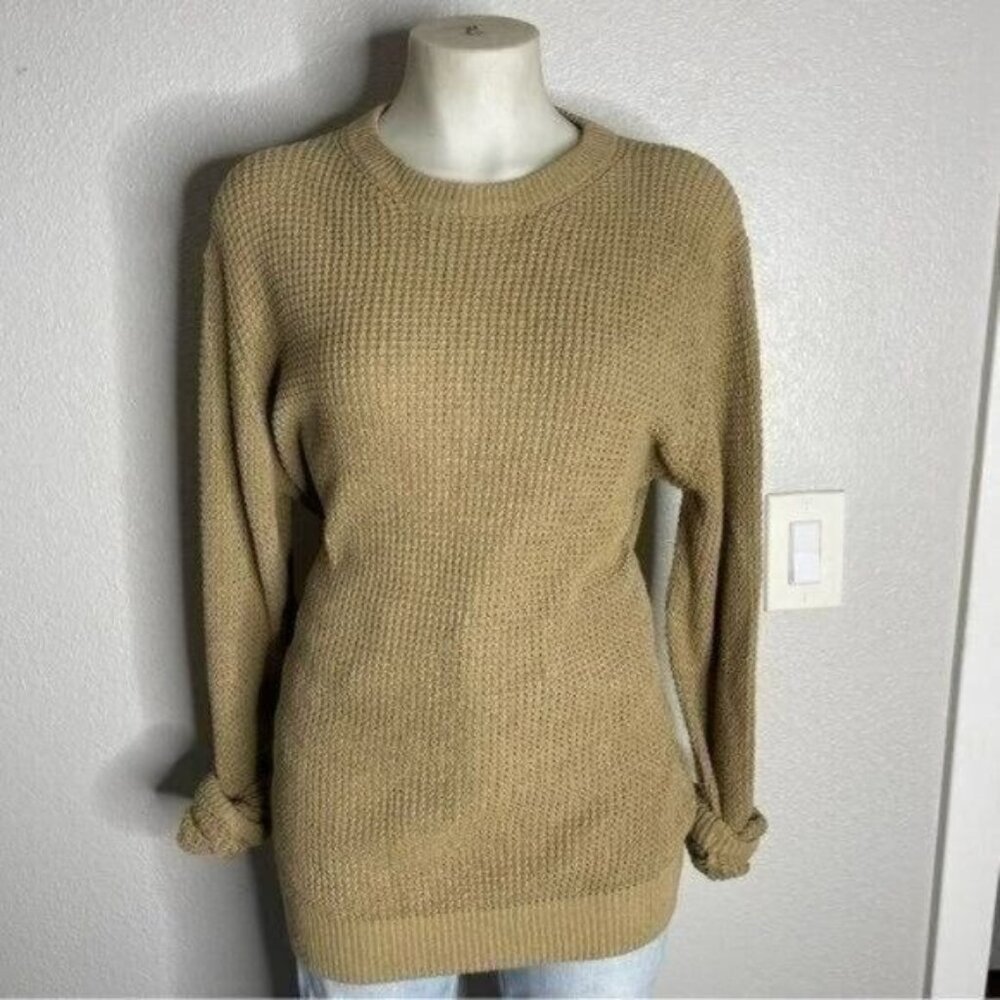 RDI Tan Waffle Knit Pullover Crewneck Sweater Size M